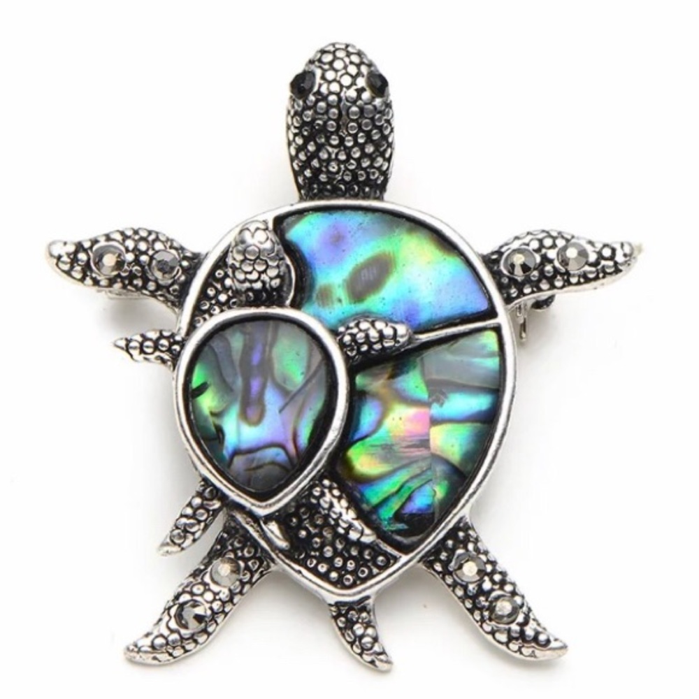 💙💎BEAUTIFUL SEA TURTLE BROOCH PIN NATURAL SHELL! - Picture 1 of 9